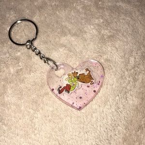 Custom epoxy heart Scooby-Doo and shaggy keychain